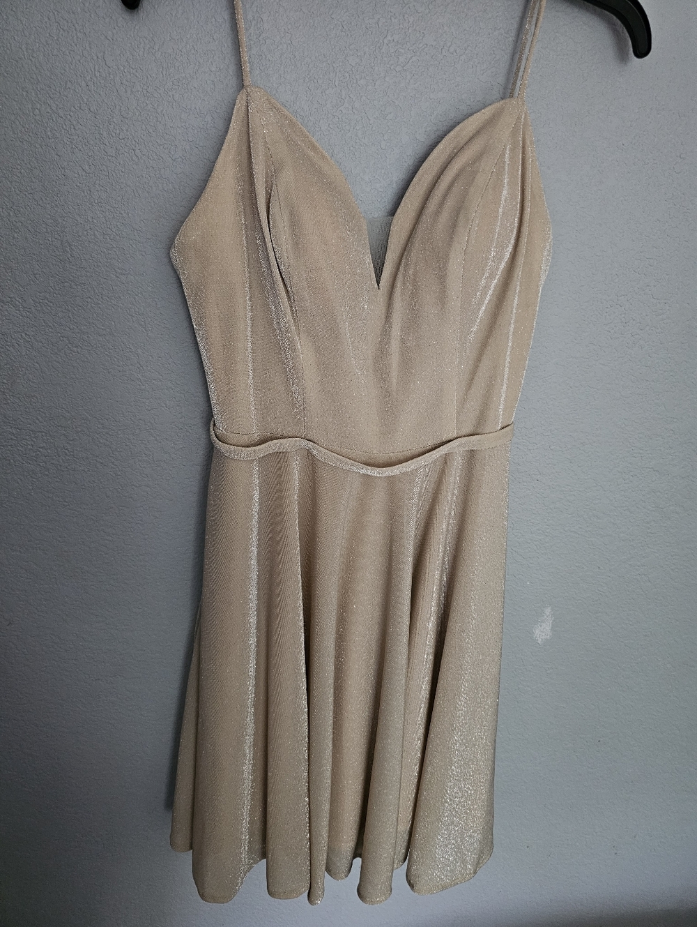 Sleeveless Shimmery Champagne A-Line Dress